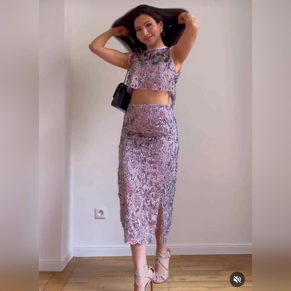 ZARA SEQUIN TOP MULTICOLOR PINK BEIGE NWT XS,L - Picture 5 of 7